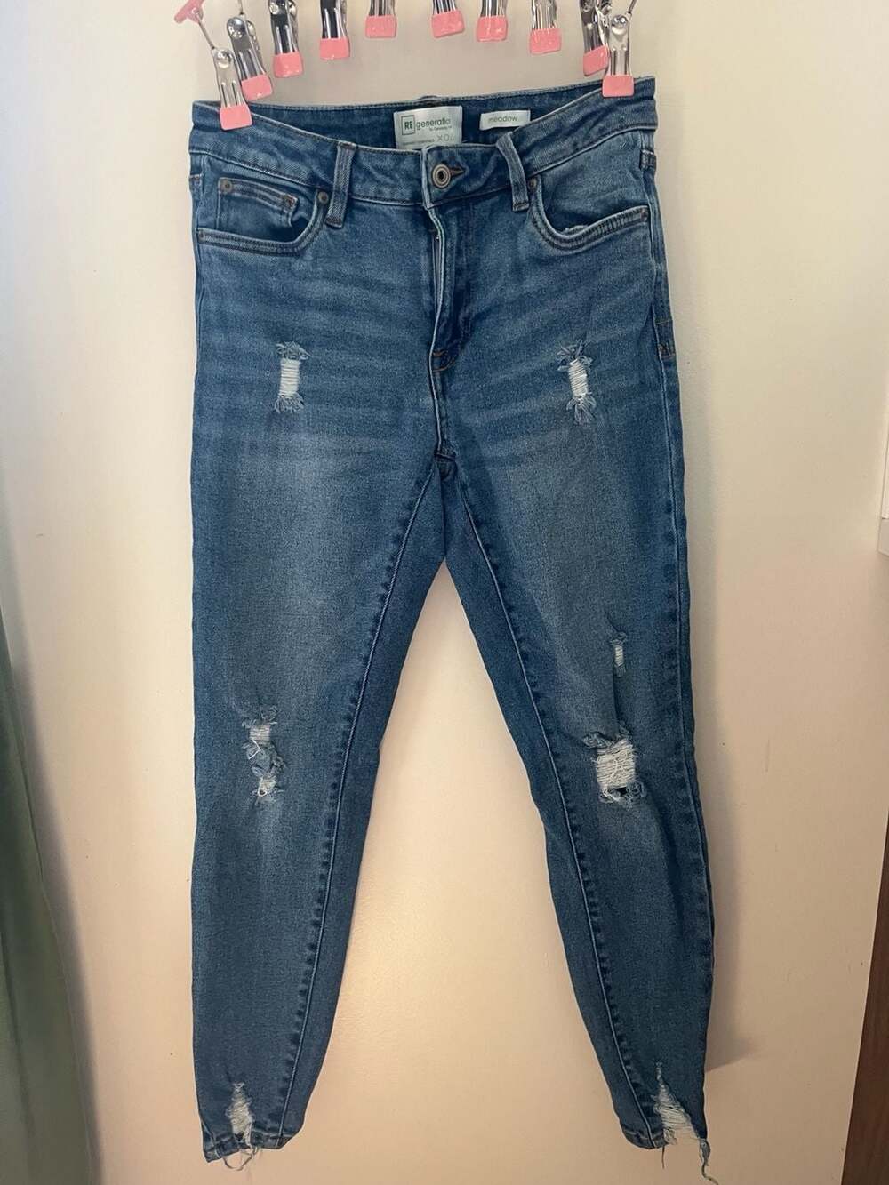 Re Generation by Celebrity meadow Distressed Jeans Size 5/27 Blue Cotton